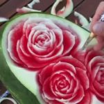 Как сделать из арбуза розу видео